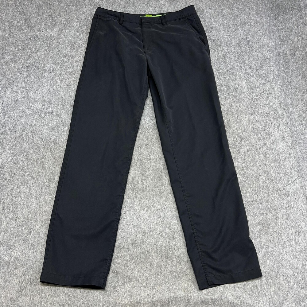 Hugo Boss Pants Mens 36 Black Microfiber Chino Regular Straight Office Fit 35x34